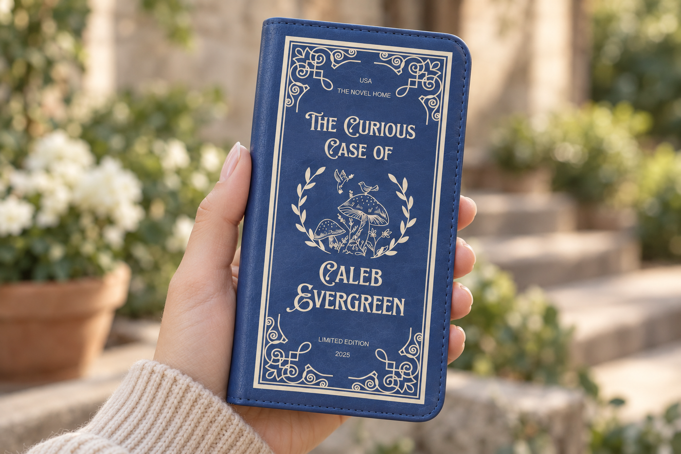 Blue personalized book phone case