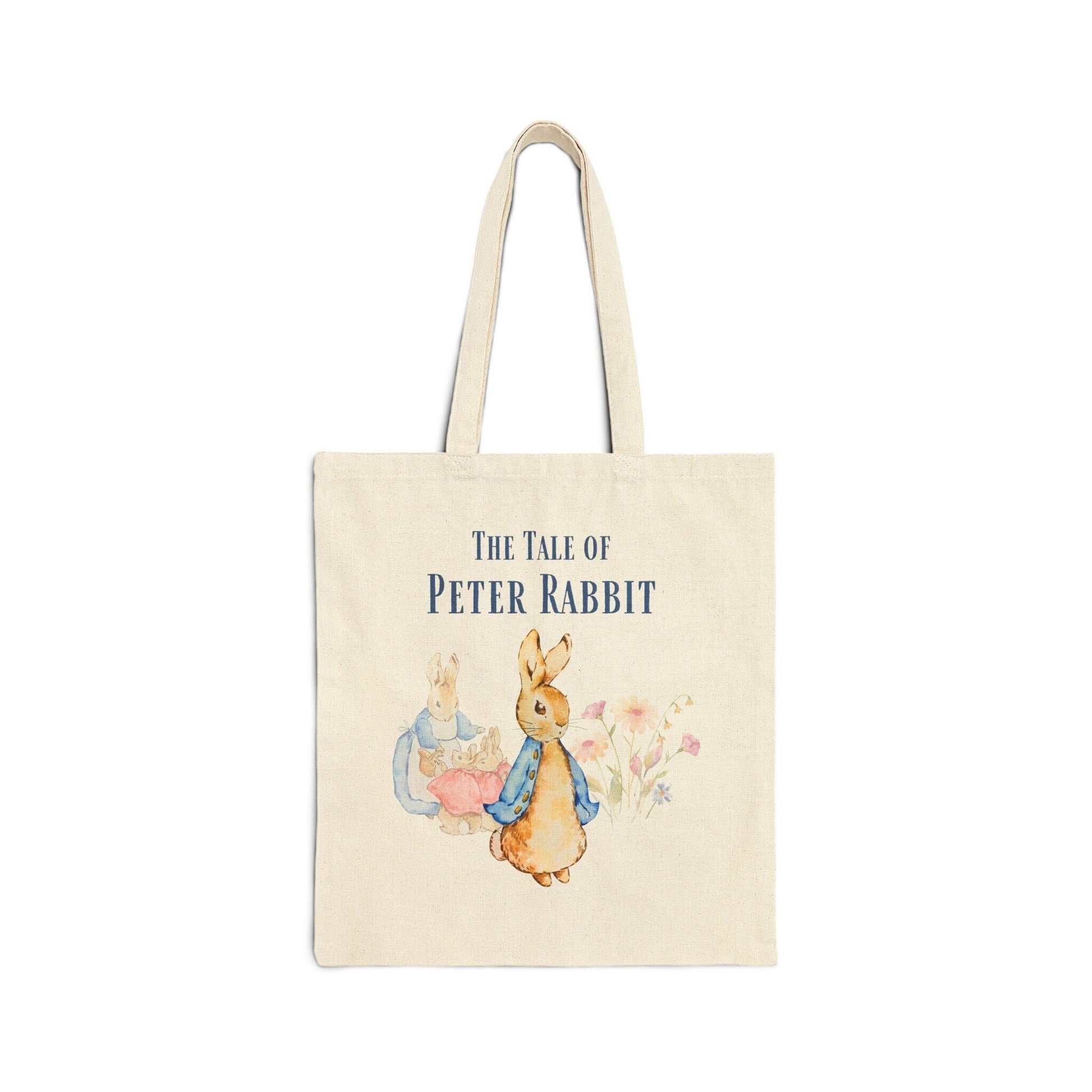 Peter Rabbit Tote Bag | Beatrix Potter Children's Book Lover Gift | Classic Literature Cotton Canvas Gift Bag for Baby Shower or Library Bag