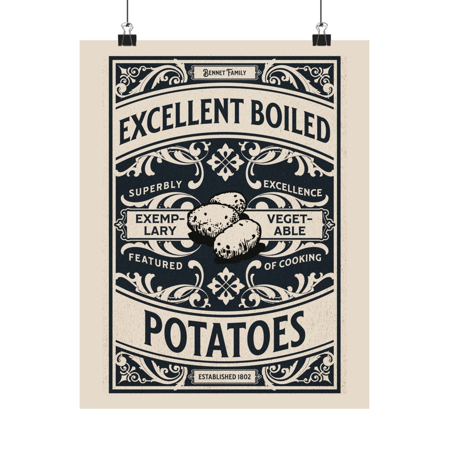 Excellent Boiled Potatoes Print | Pride and Prejudice Unframed Wall Art | Mr. Collins Funny Book Lover Gift | Classic Literature Poster