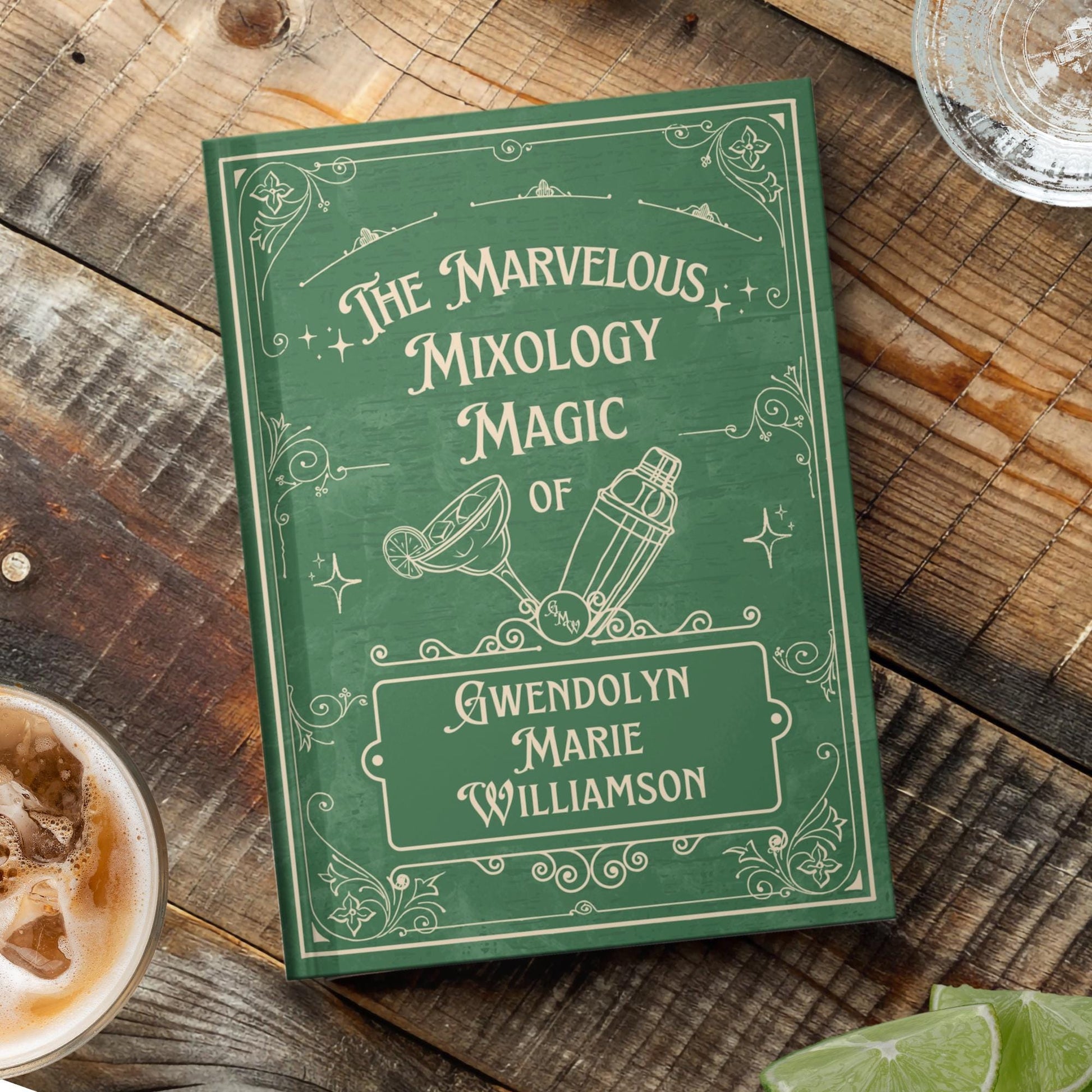 Bartender Journal | Personalized Mixology Book | Cocktail Drink Recipe Notebook | Vintage Style Gift For Home Bar Decor | Custom Pub Barware