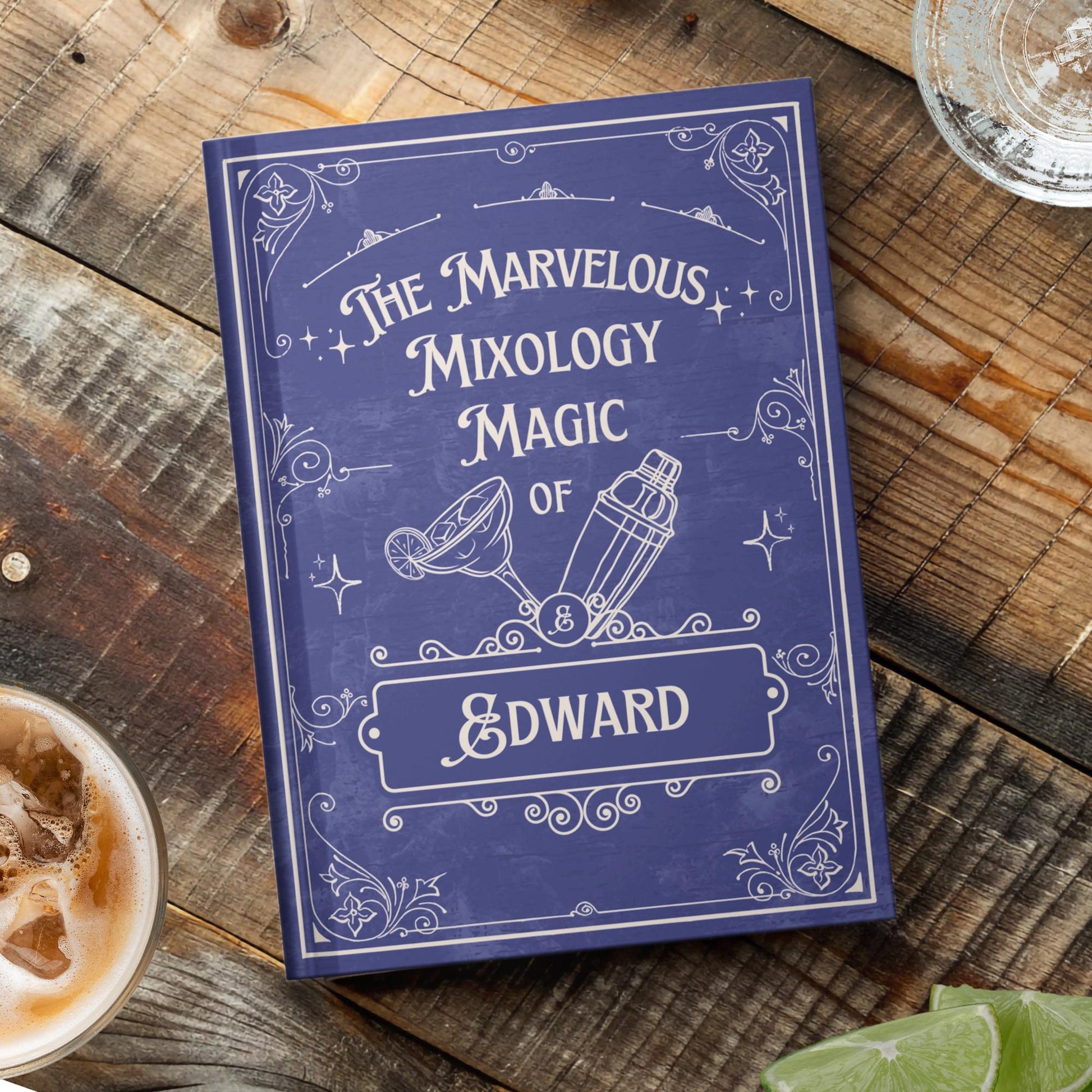 Bartender Journal | Personalized Mixology Book | Cocktail Drink Recipe Notebook | Vintage Style Gift For Home Bar Decor | Custom Pub Barware