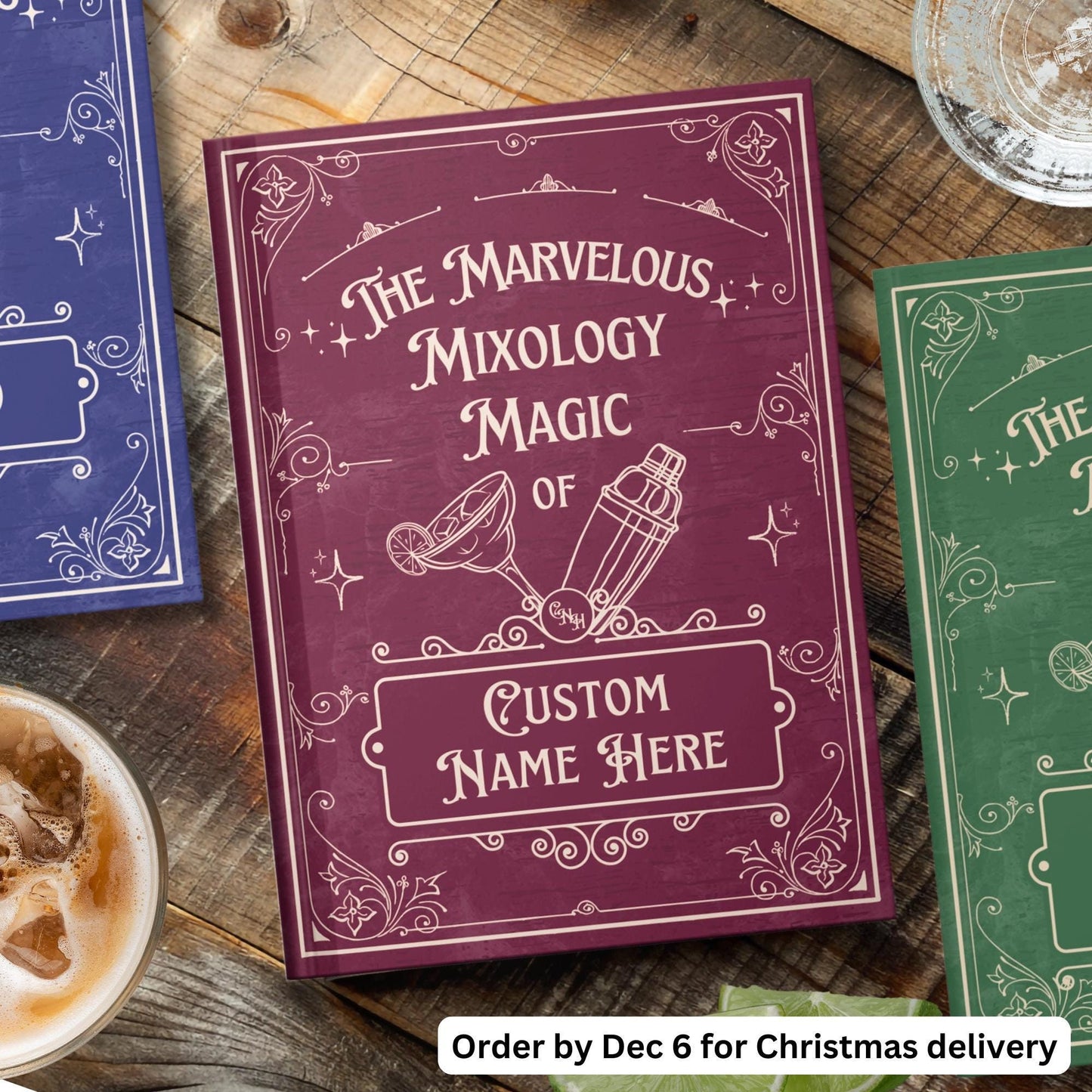 Bartender Journal | Personalized Mixology Book | Cocktail Drink Recipe Notebook | Vintage Style Gift For Home Bar Decor | Custom Pub Barware