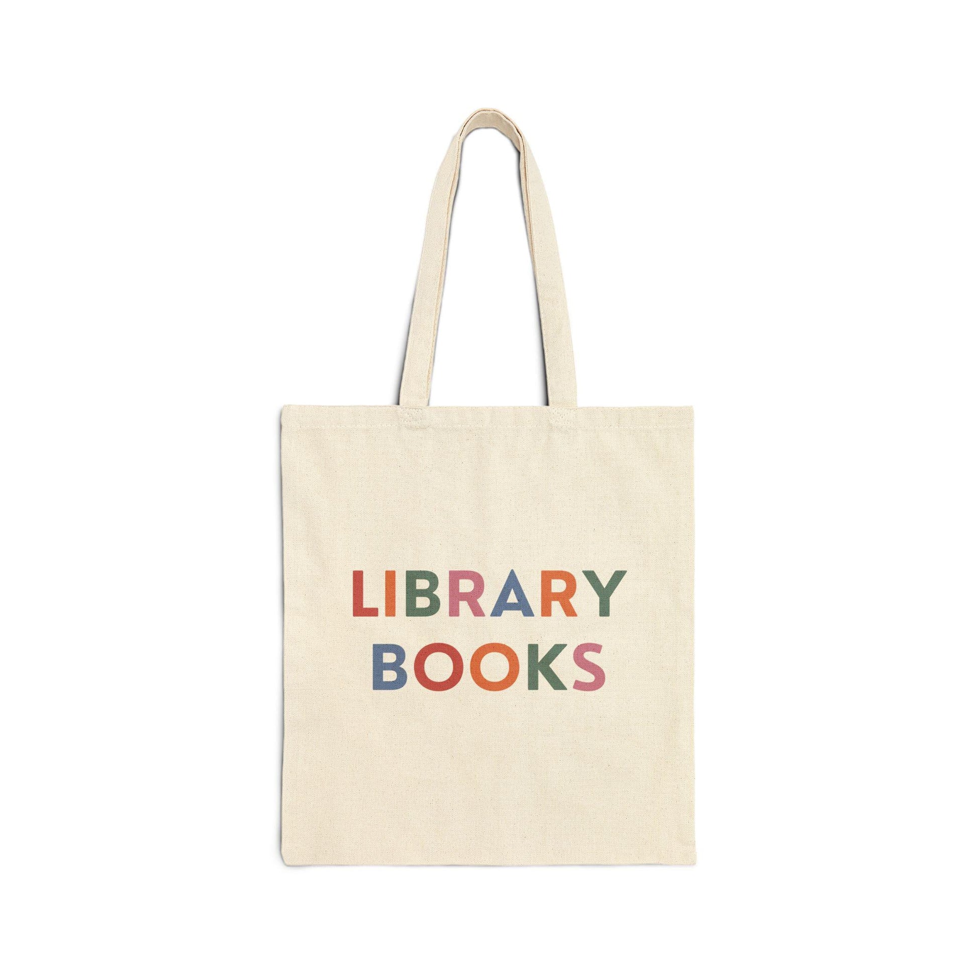 Library Book Tote Bag | Colorful Cotton Canvas Bag | Book Lover Gift for Librarians, Kids, Teachers, Students | Literary Book Club Accessory